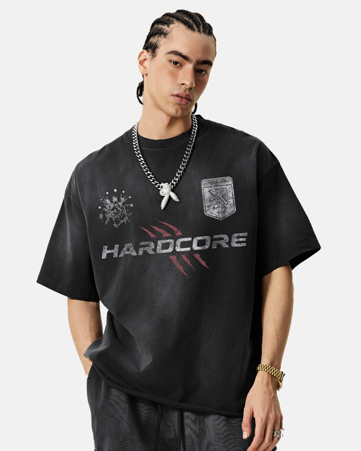 Omygoods Distressed Washed Graphic T-Shirt