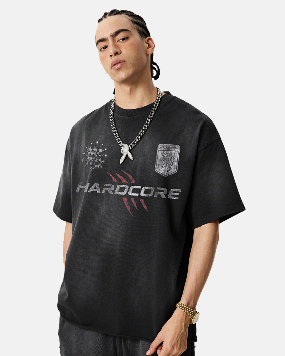 Omygoods Distressed Washed Graphic T-Shirt