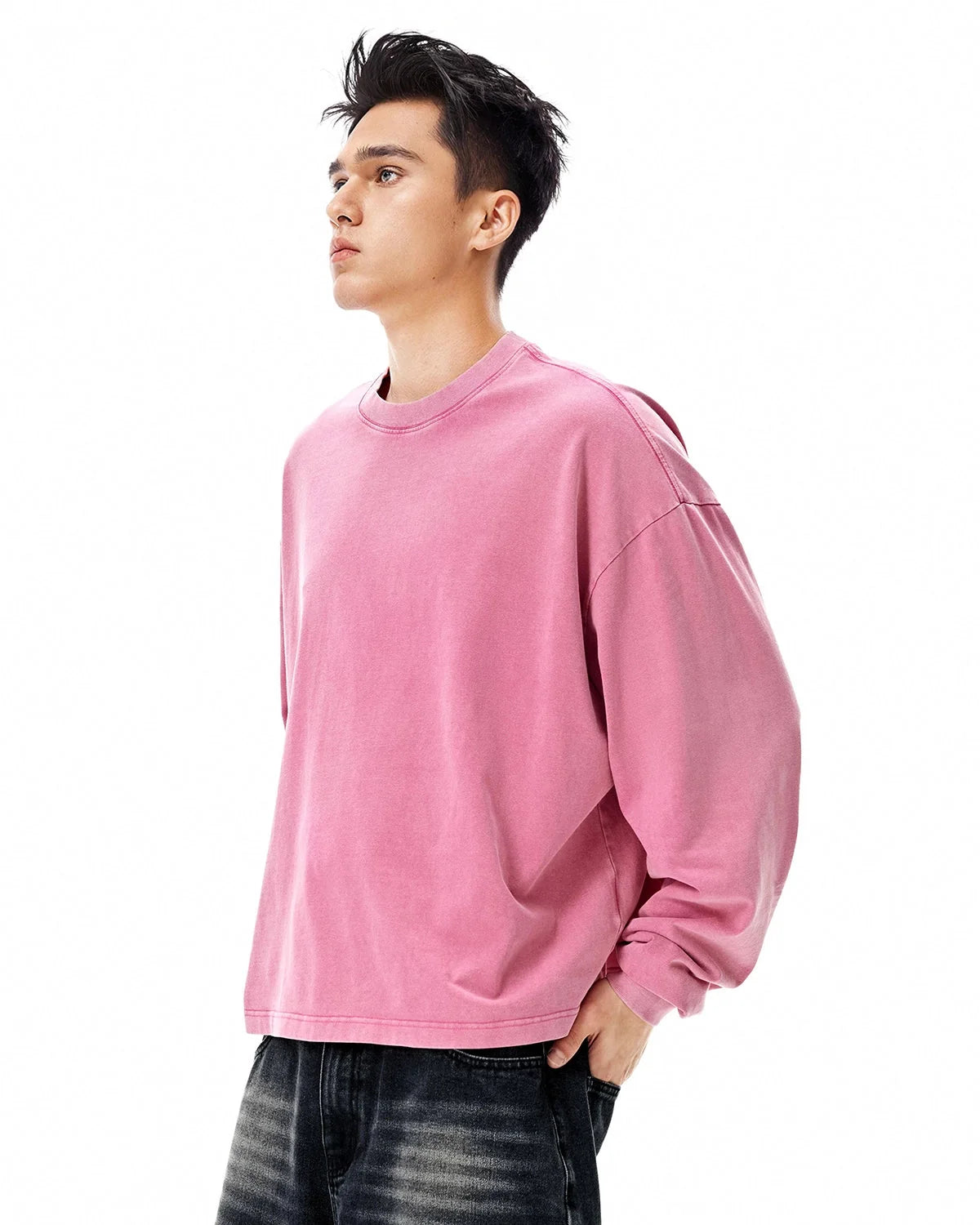 Omygoods Distressed Washed Long Sleeve Tee