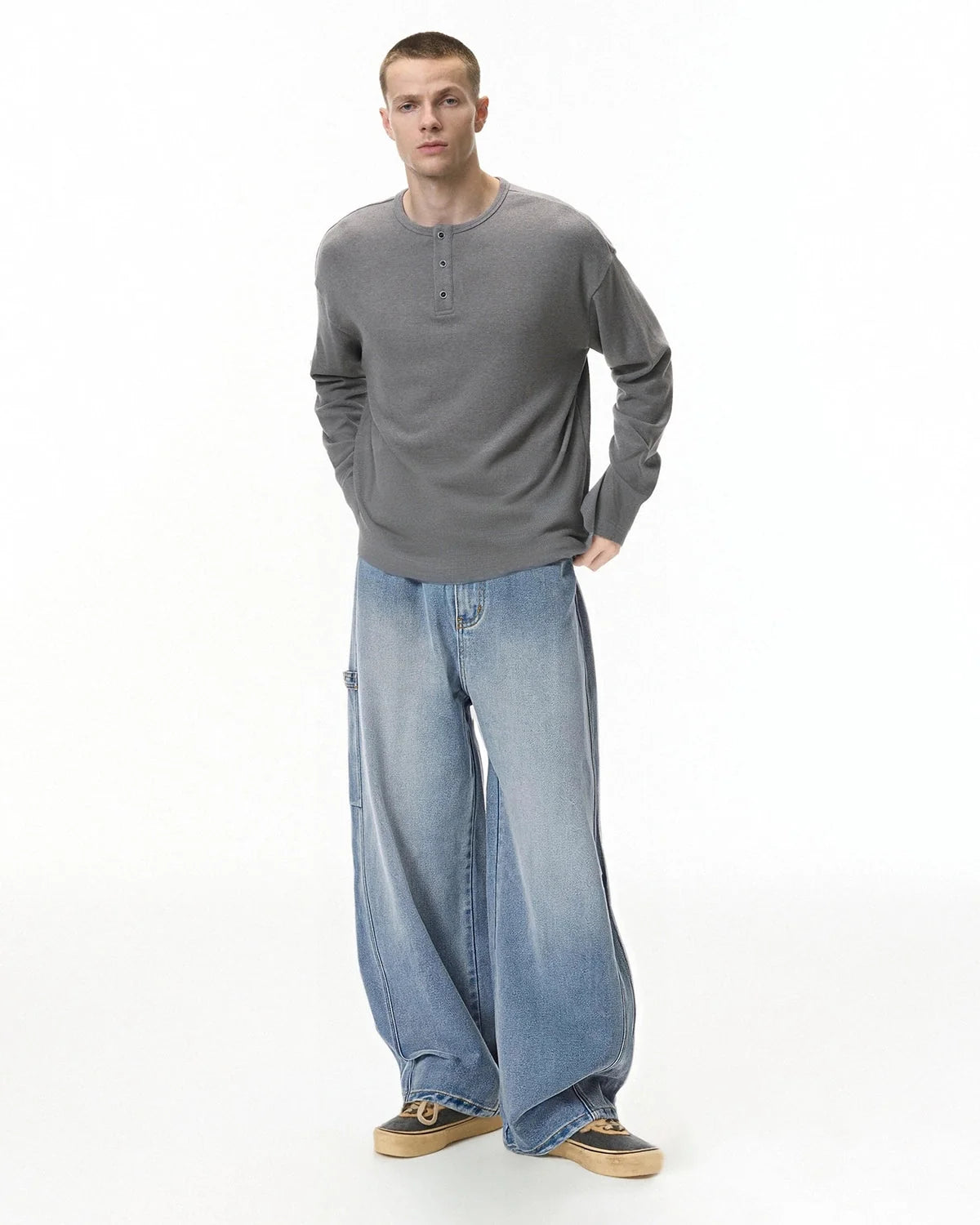Omygoods Distressed Baggy Cargo Jeans