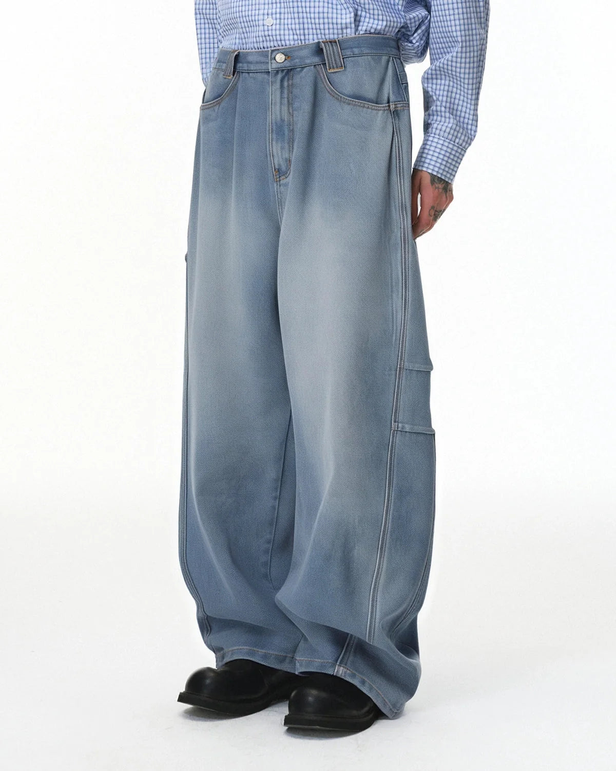Omygoods Distressed Baggy Cargo Jeans