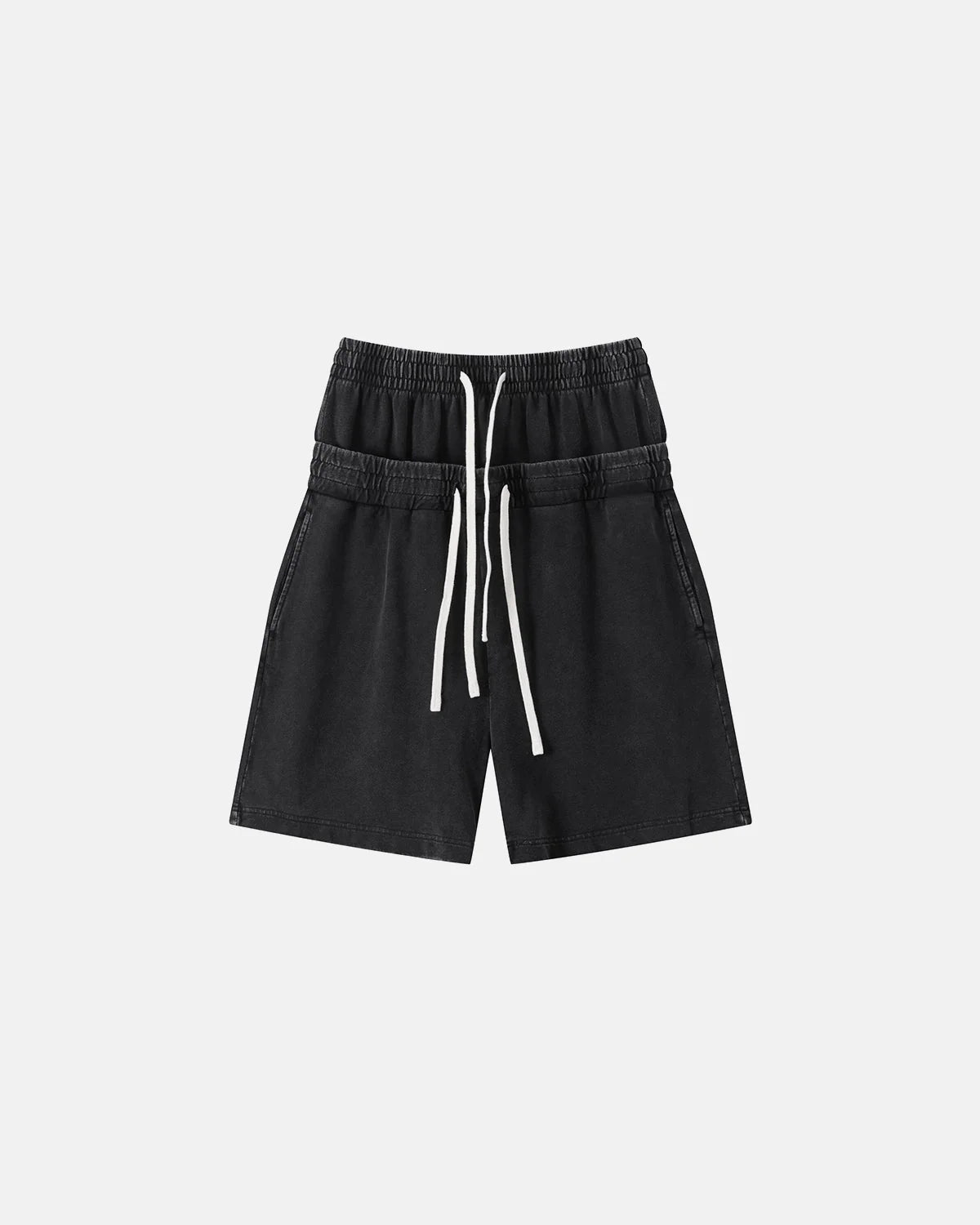 Omygoods Double Waist Acid Wash Sweat Shorts