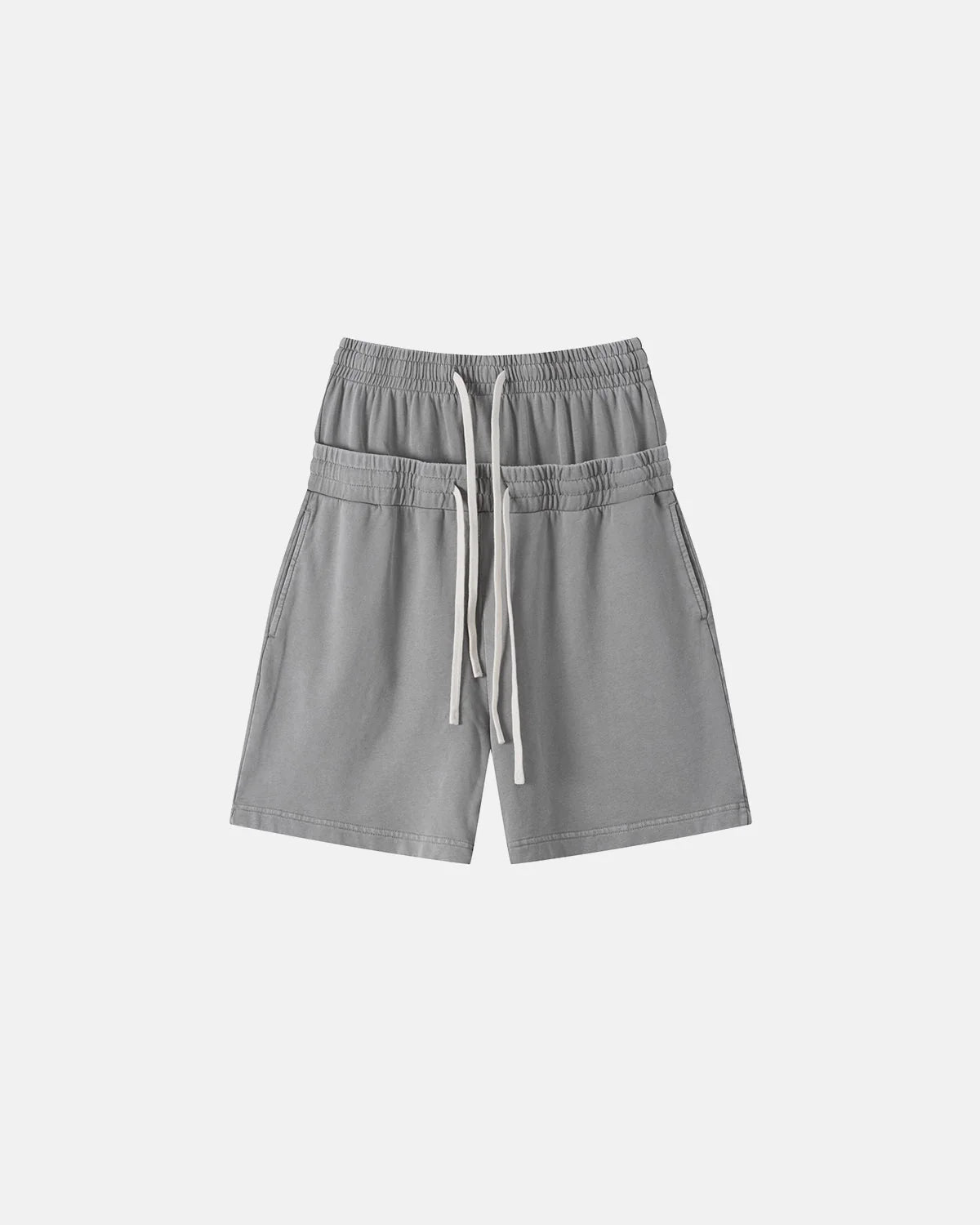 Omygoods Double Waist Acid Wash Sweat Shorts