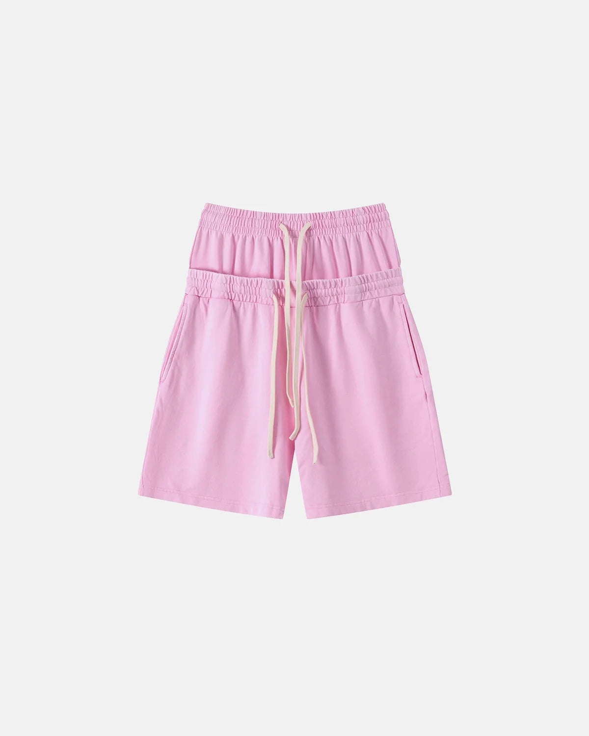 Omygoods Double Waist Acid Wash Sweat Shorts