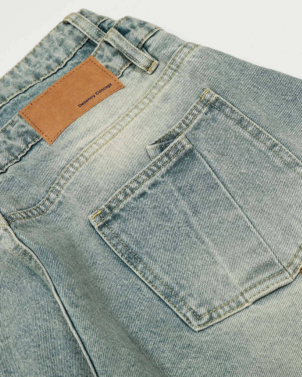 Omygoods Double Waist Acid Washed Baggy Jeans