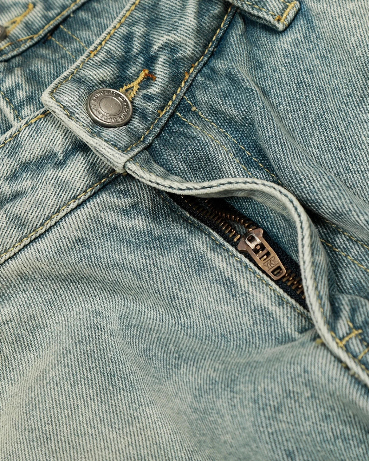 Omygoods Double Waist Acid Washed Baggy Jeans