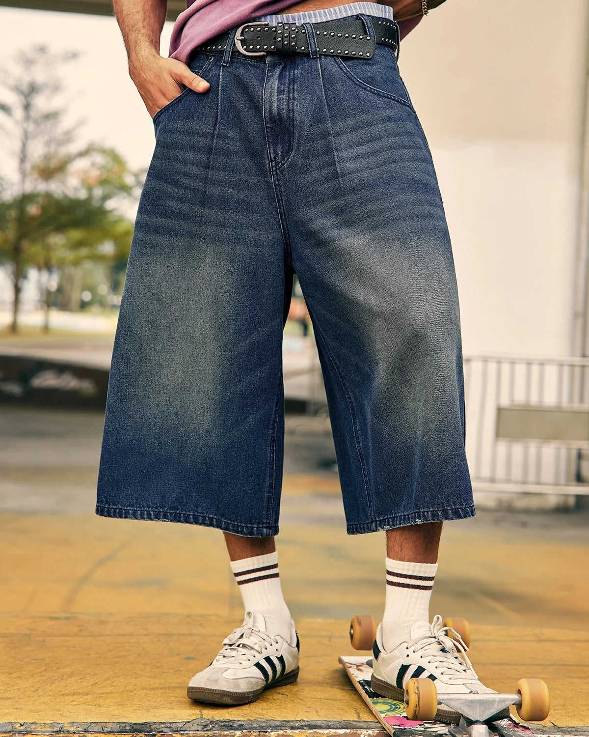 Omygoods Double Waist Baggy Jorts