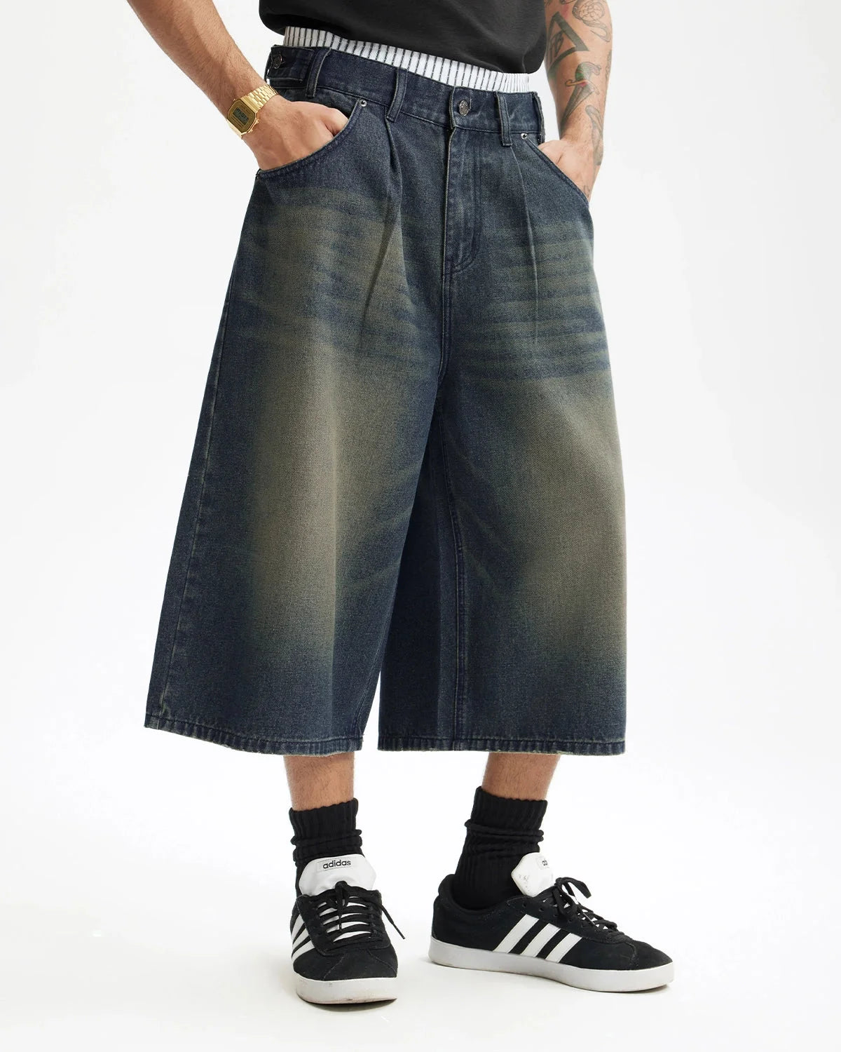 Omygoods Double Waist Baggy Jorts