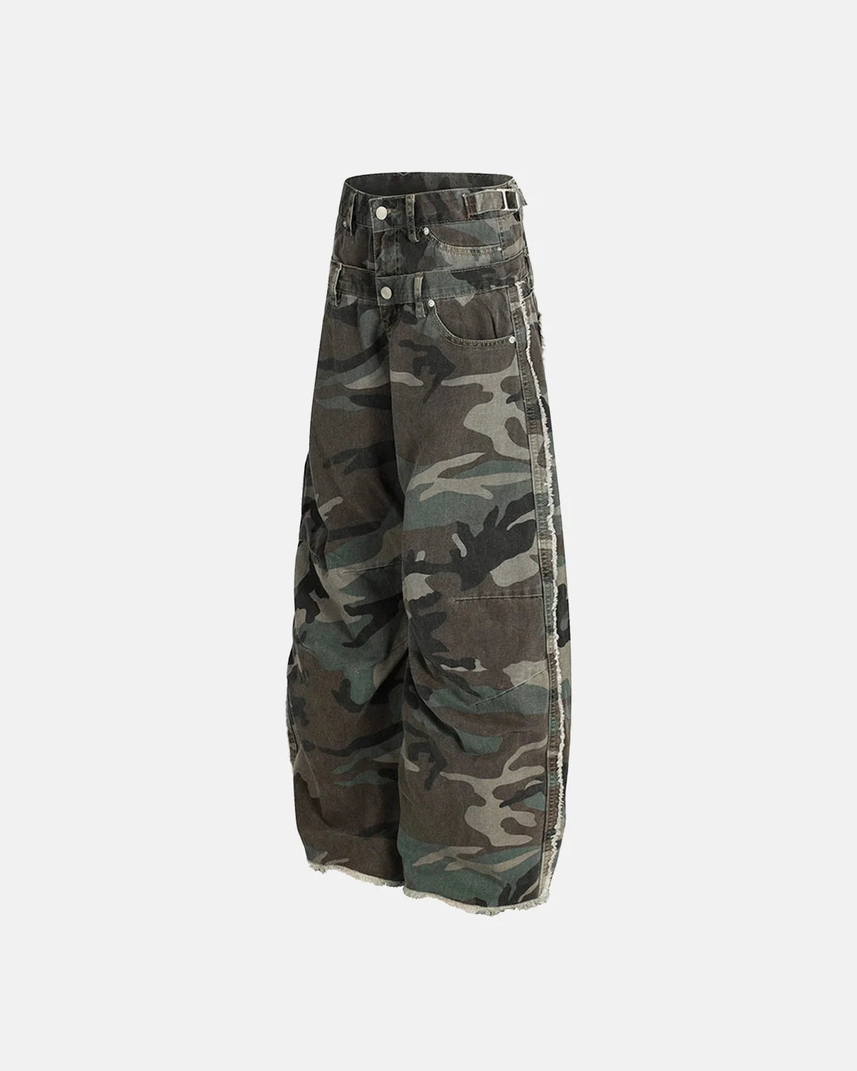 Omygoods Double Waist Camo Cargo Pants