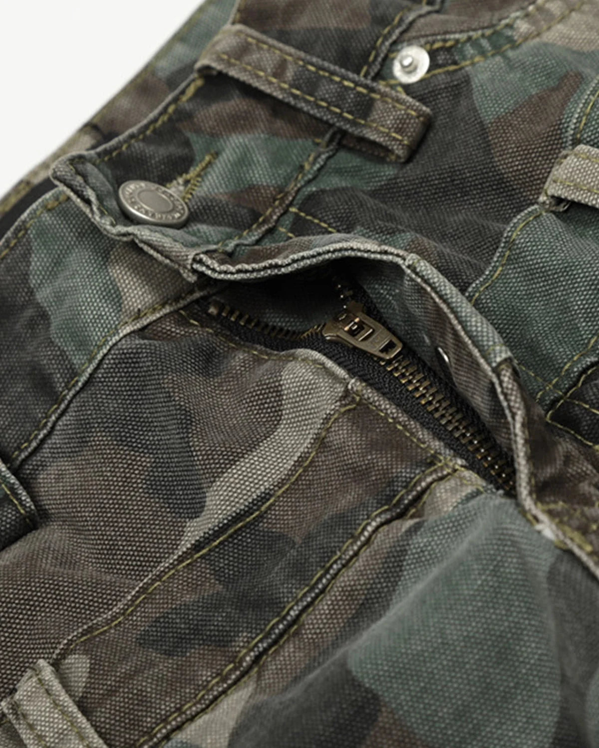Omygoods Double Waist Camo Cargo Pants