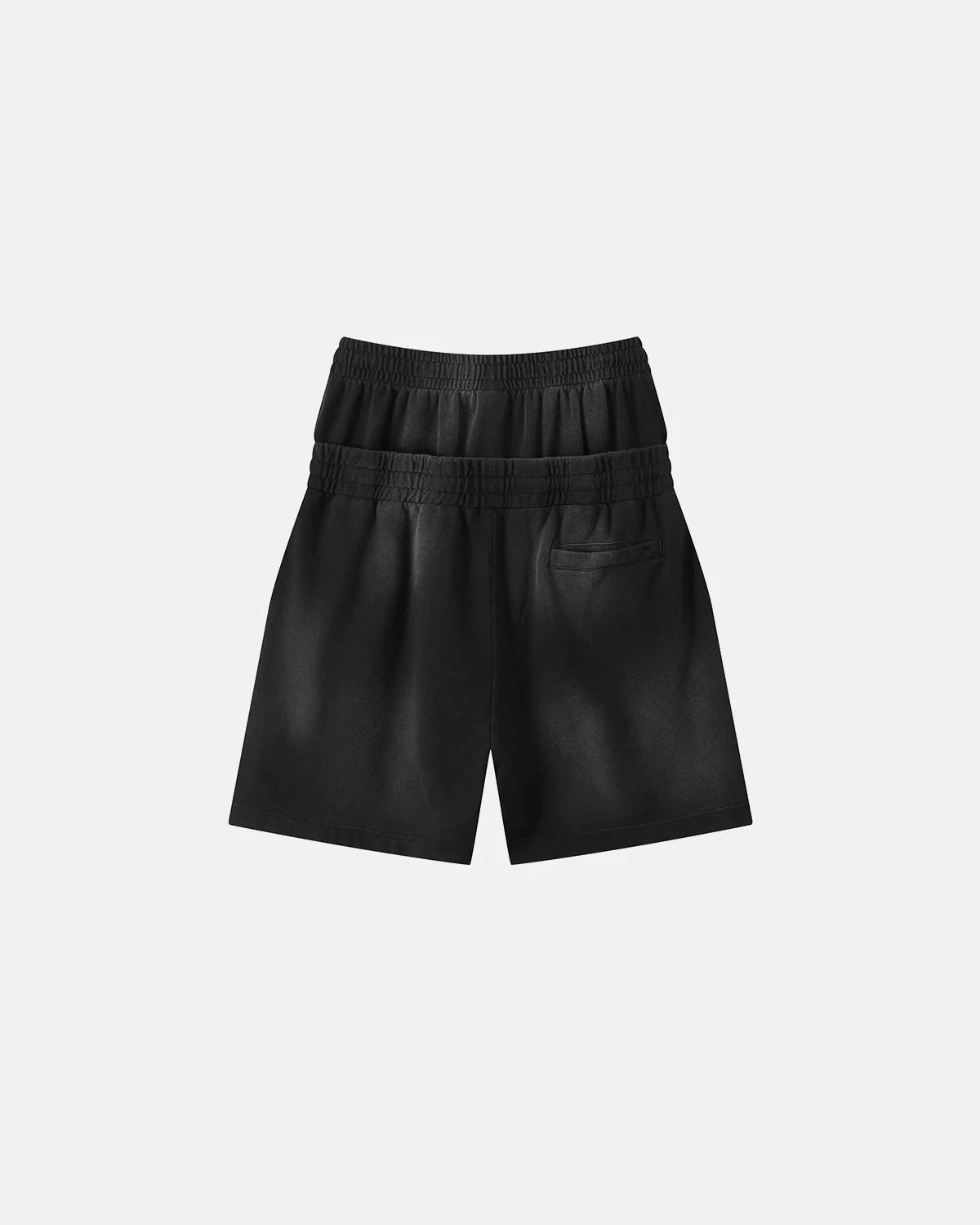 Omygoods Double Waist Monkey Wash Sweat Shorts