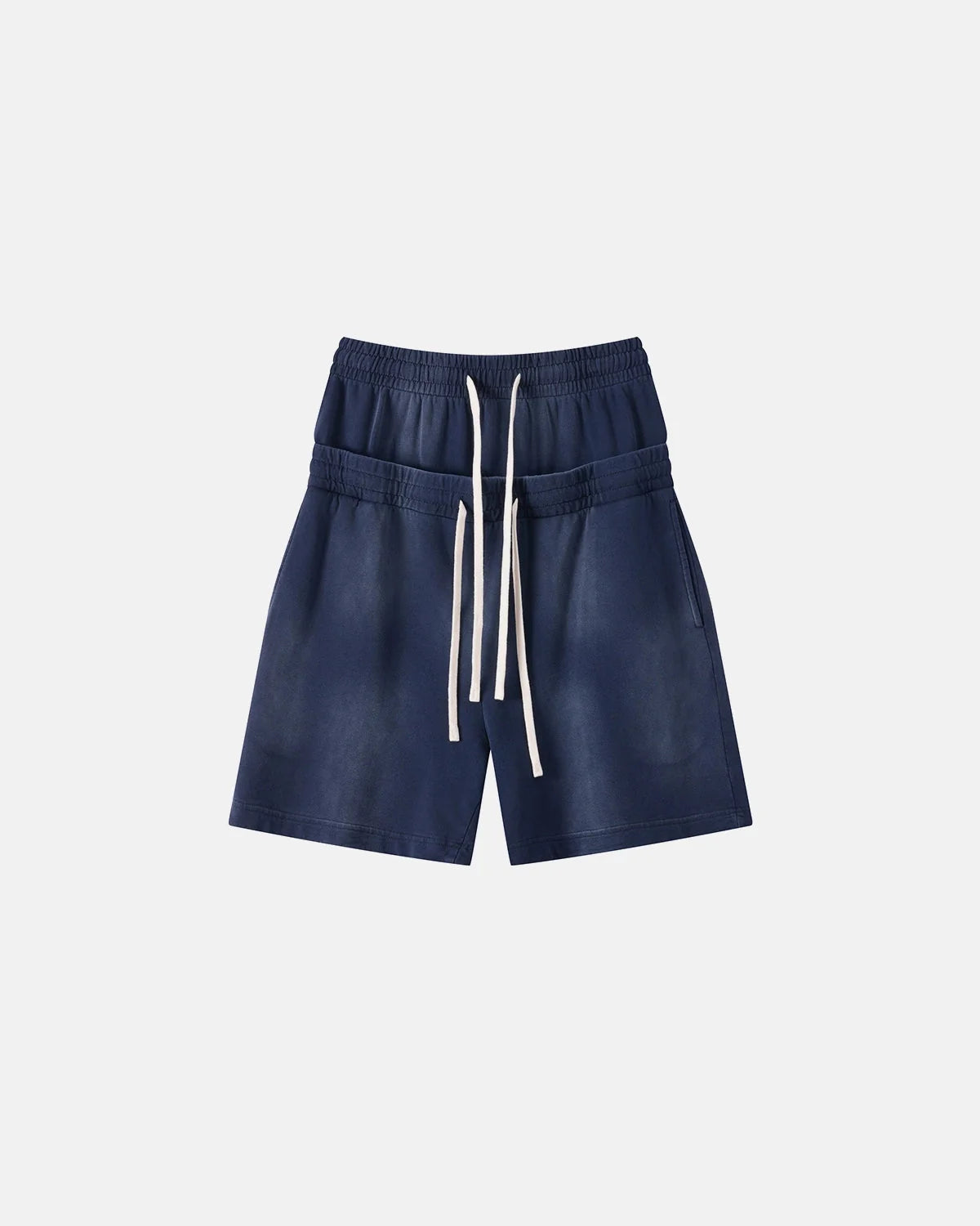 Omygoods Double Waist Monkey Wash Sweat Shorts