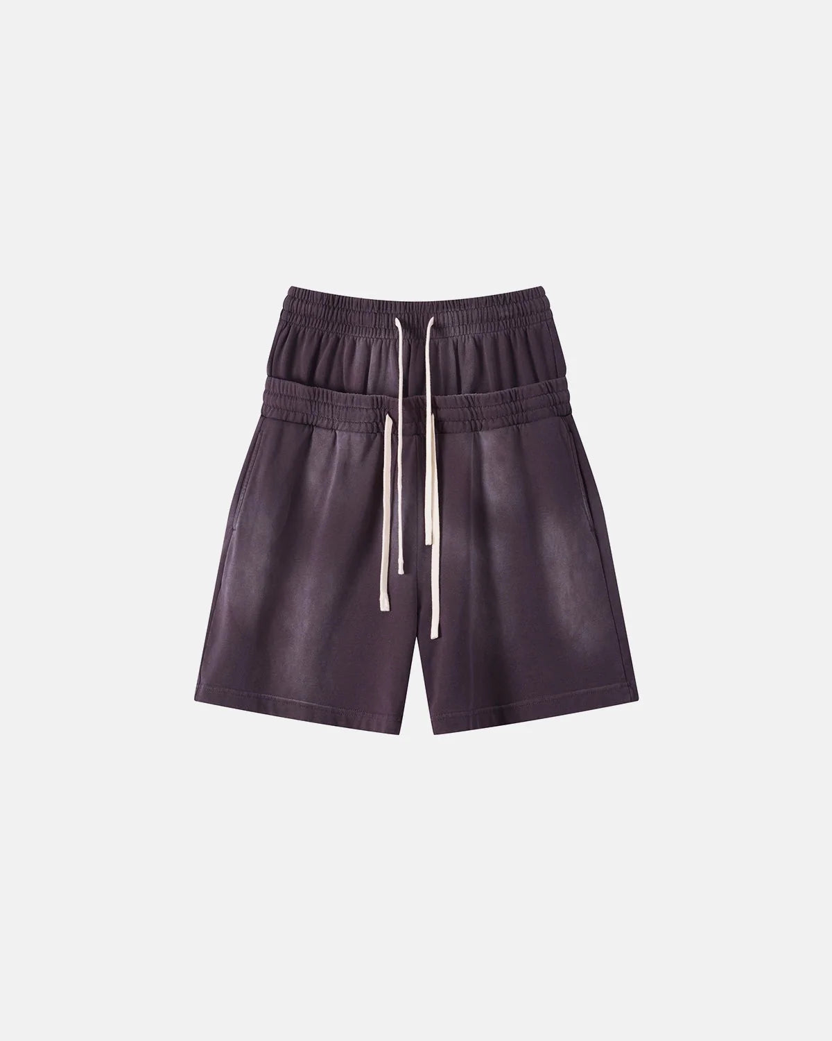 Omygoods Double Waist Monkey Wash Sweat Shorts