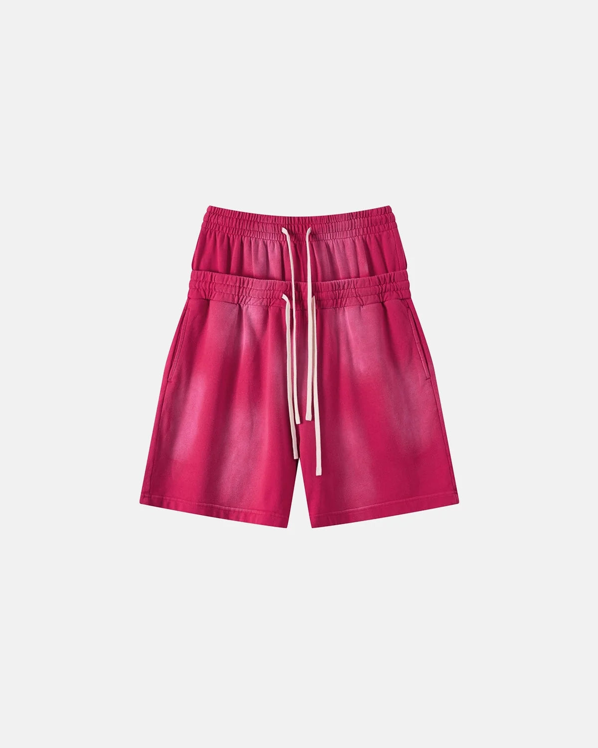 Omygoods Double Waist Monkey Wash Sweat Shorts