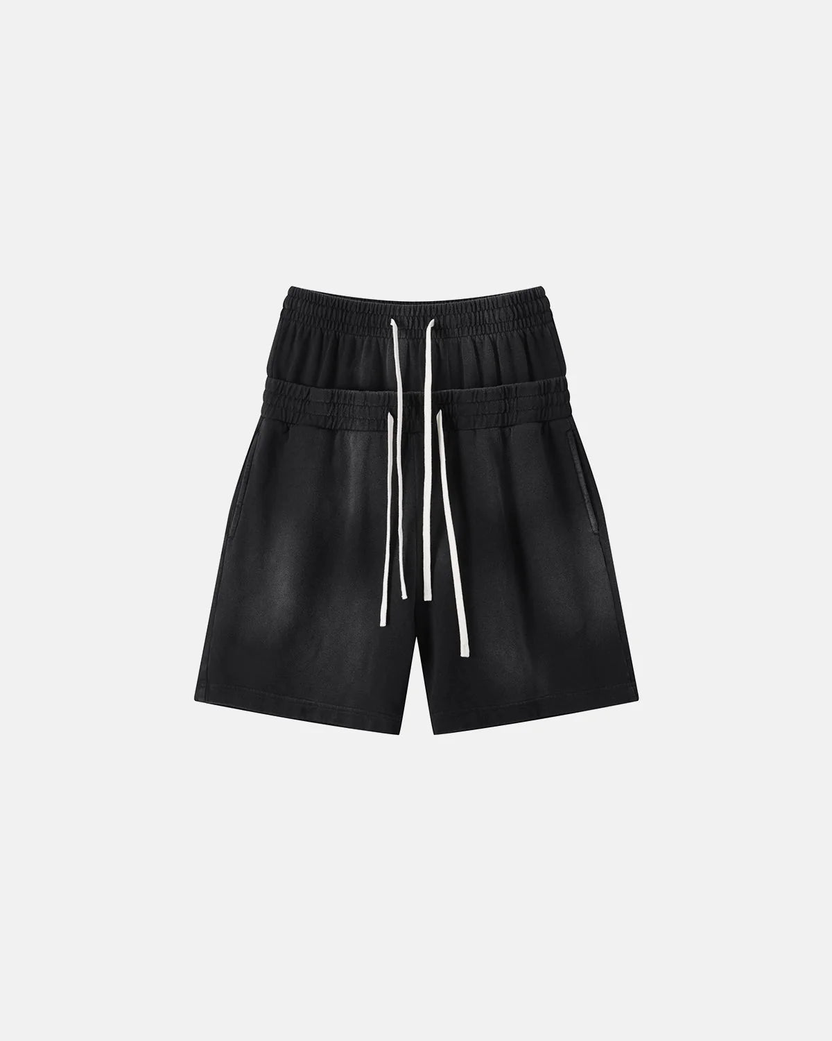 Omygoods Double Waist Monkey Wash Sweat Shorts
