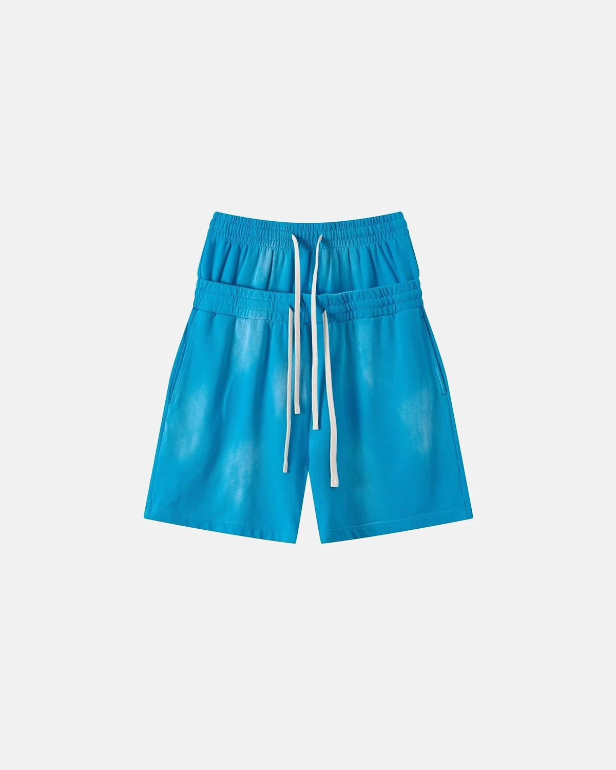 Omygoods Double Waist Monkey Wash Sweat Shorts