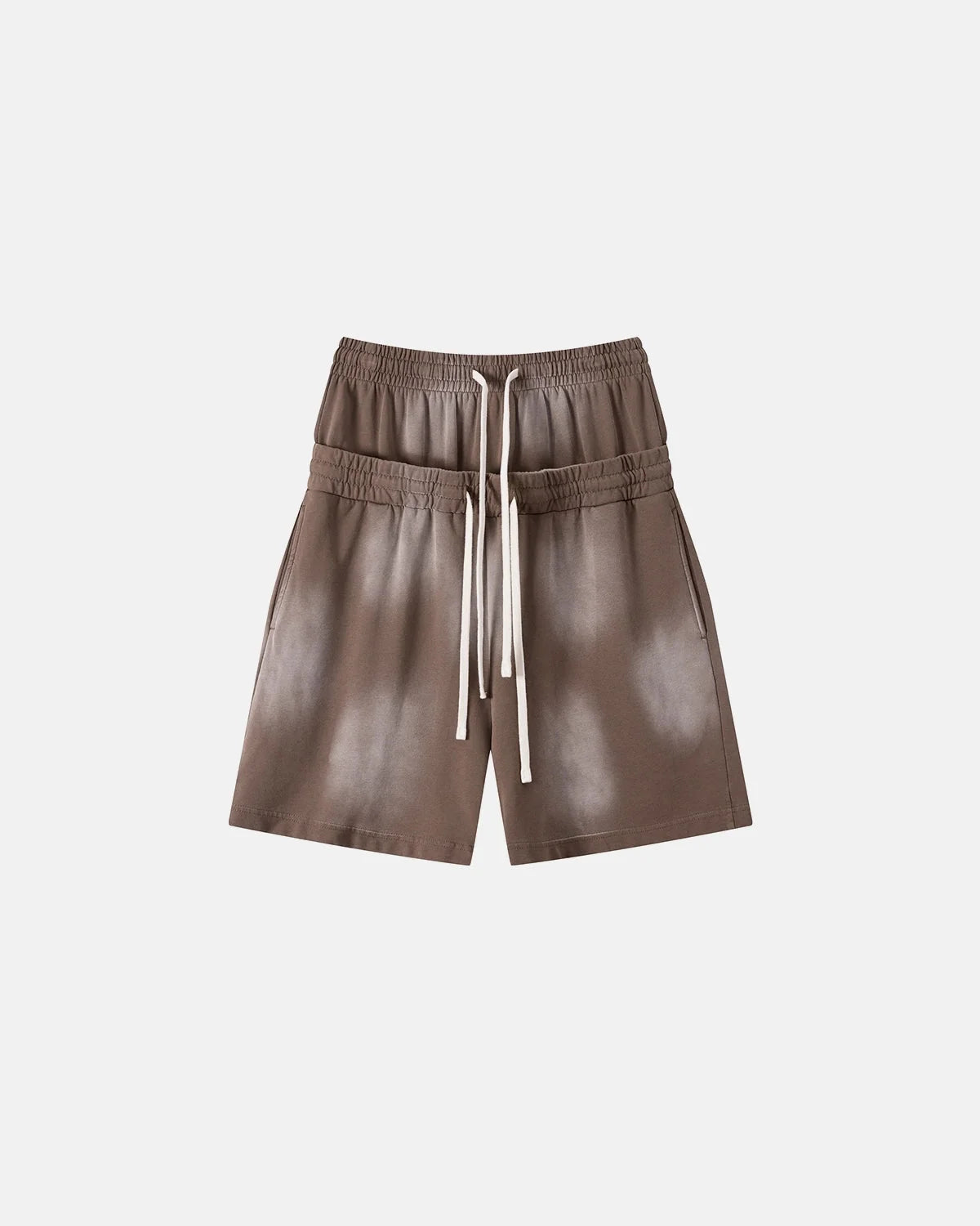 Omygoods Double Waist Monkey Wash Sweat Shorts