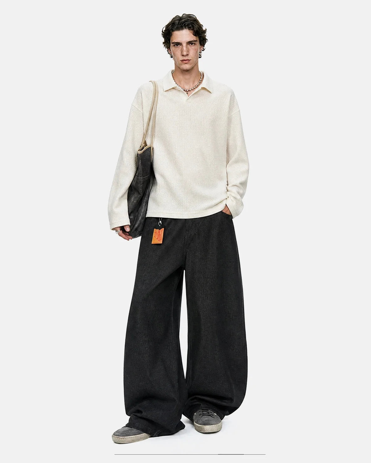 Omygoods Dragon Embroidered Baggy Jeans