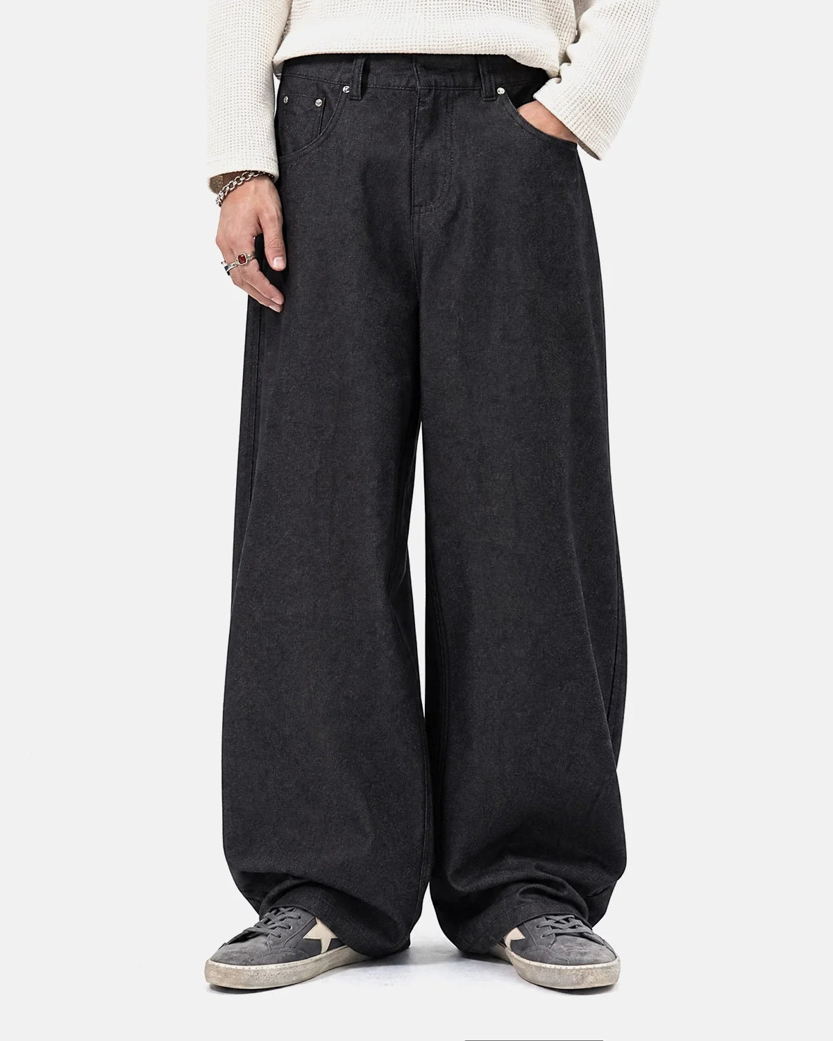 Omygoods Dragon Embroidered Baggy Jeans