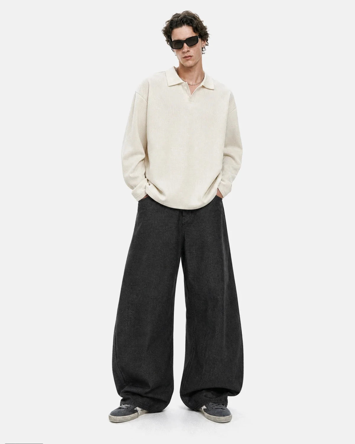 Omygoods Dragon Embroidered Baggy Jeans