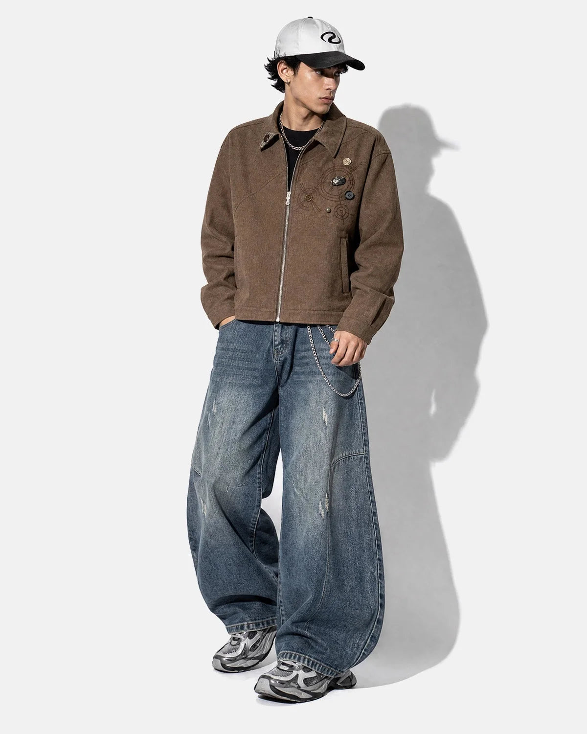 Omygoods Embroidered Boxy Workwear Jacket