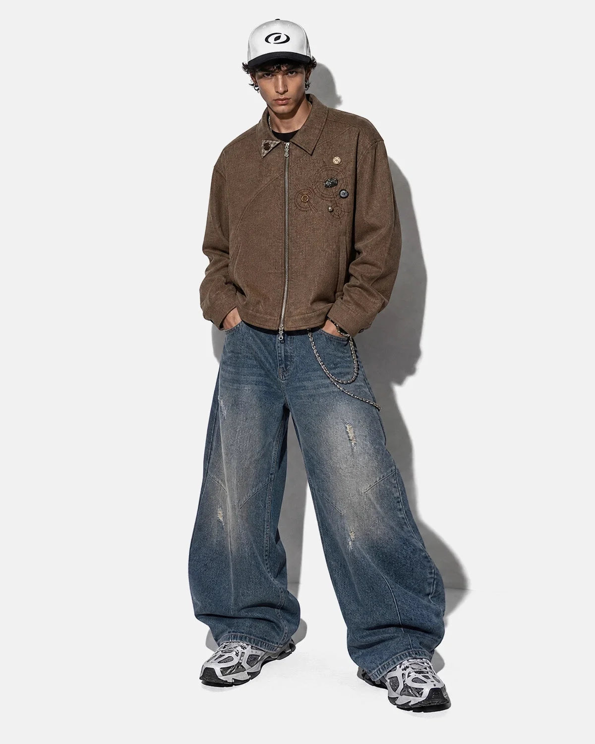 Omygoods Embroidered Boxy Workwear Jacket