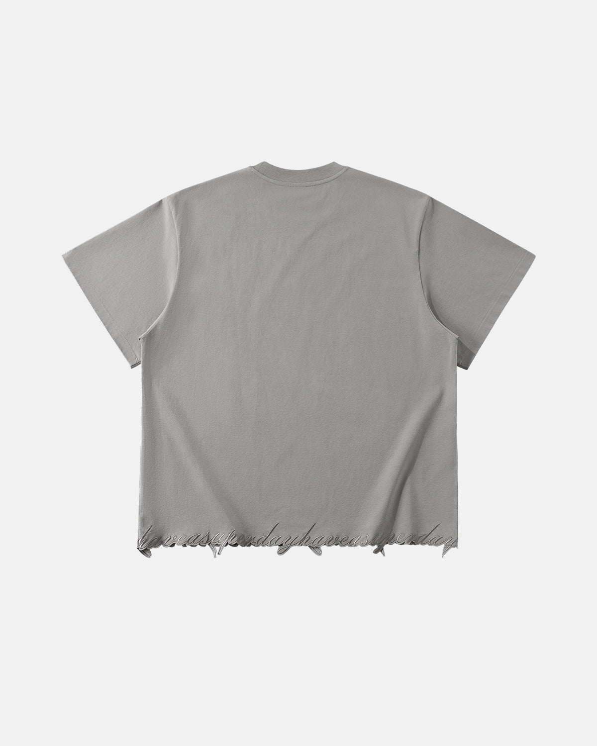 Omygoods Embroidered Frayed Hem Oversized T-Shirt