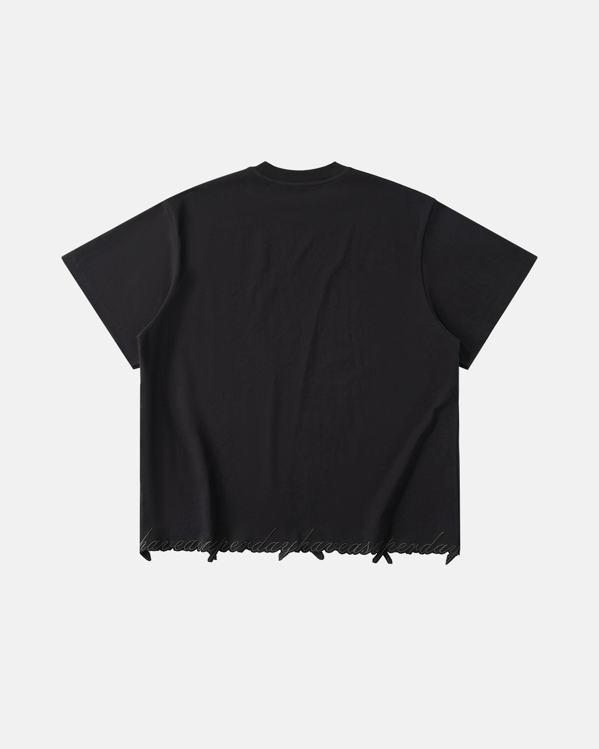 Omygoods Embroidered Frayed Hem Oversized T-Shirt