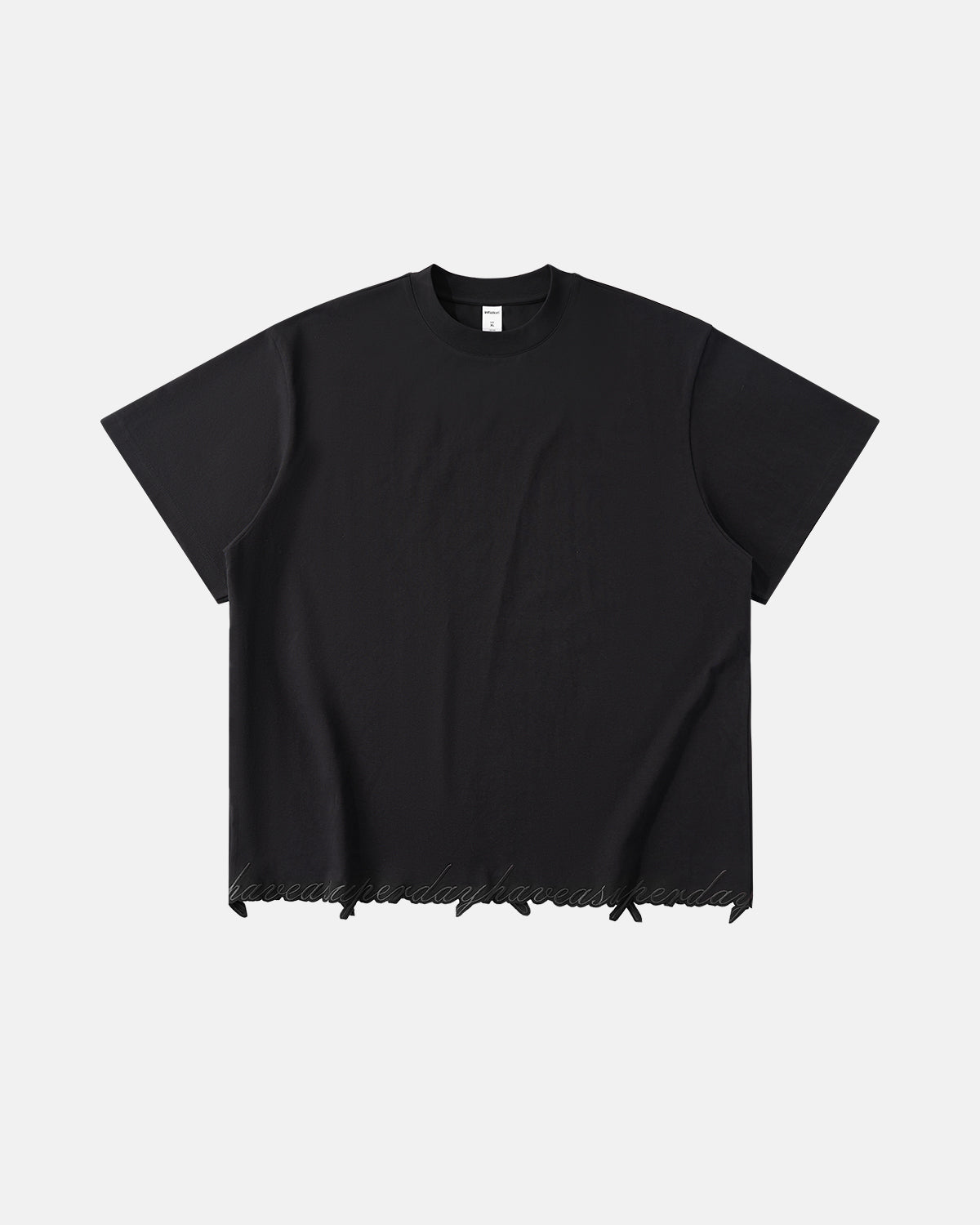 Omygoods Embroidered Frayed Hem Oversized T-Shirt