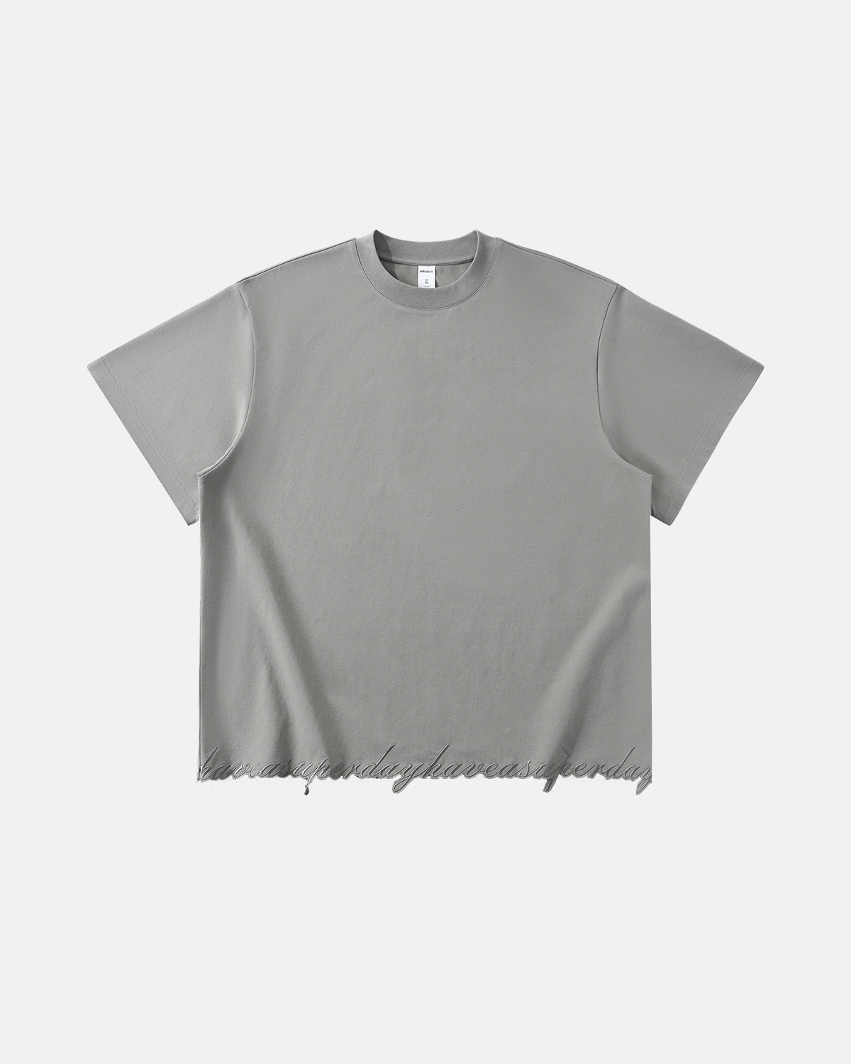 Omygoods Embroidered Frayed Hem Oversized T-Shirt
