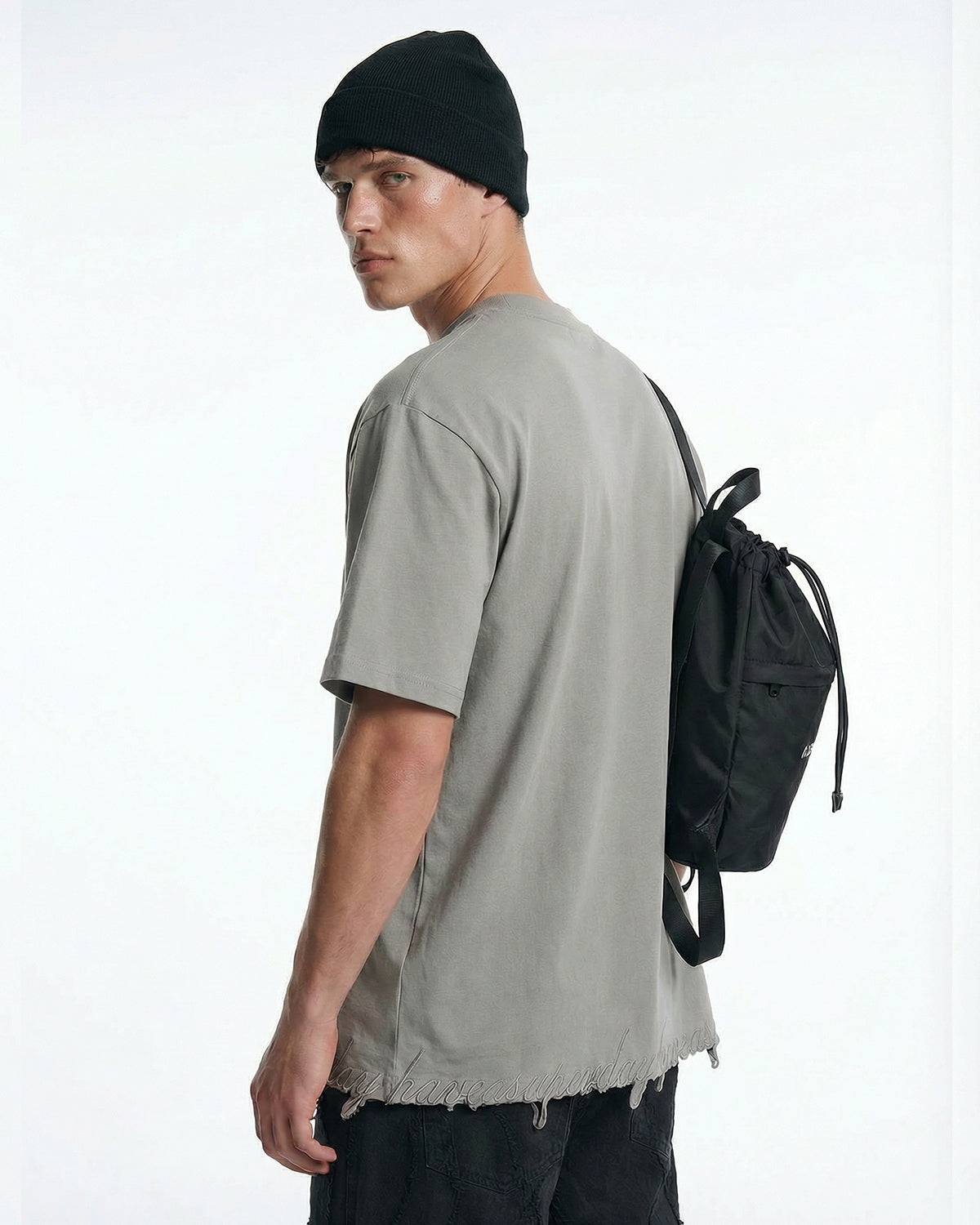 Omygoods Embroidered Frayed Hem Oversized T-Shirt