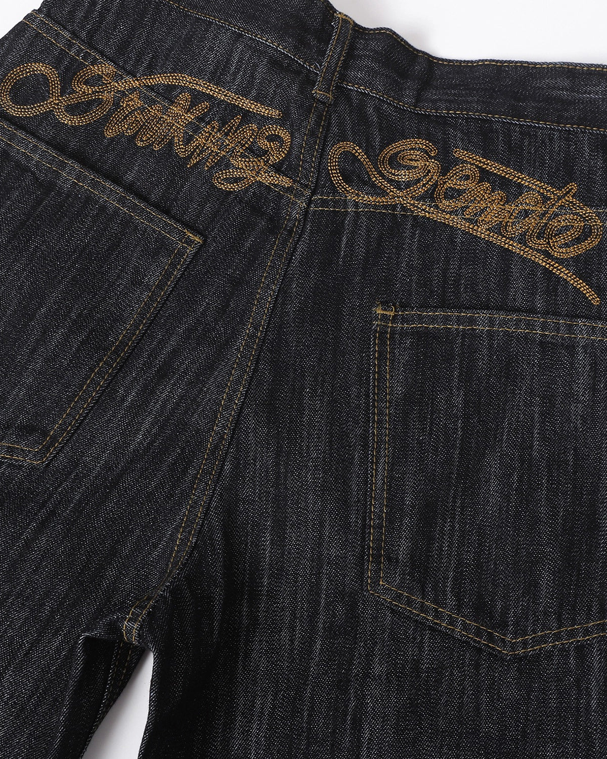 Omygoods Embroidered Raw Baggy Jeans