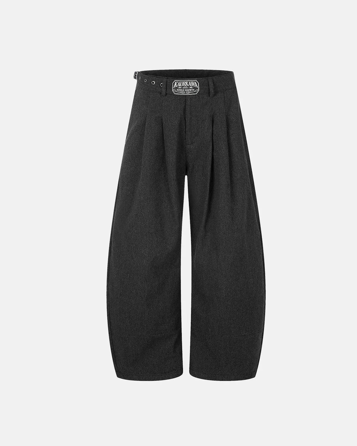 Omygoods Eyelet Waistband Pleated Barrel Tailored Pants