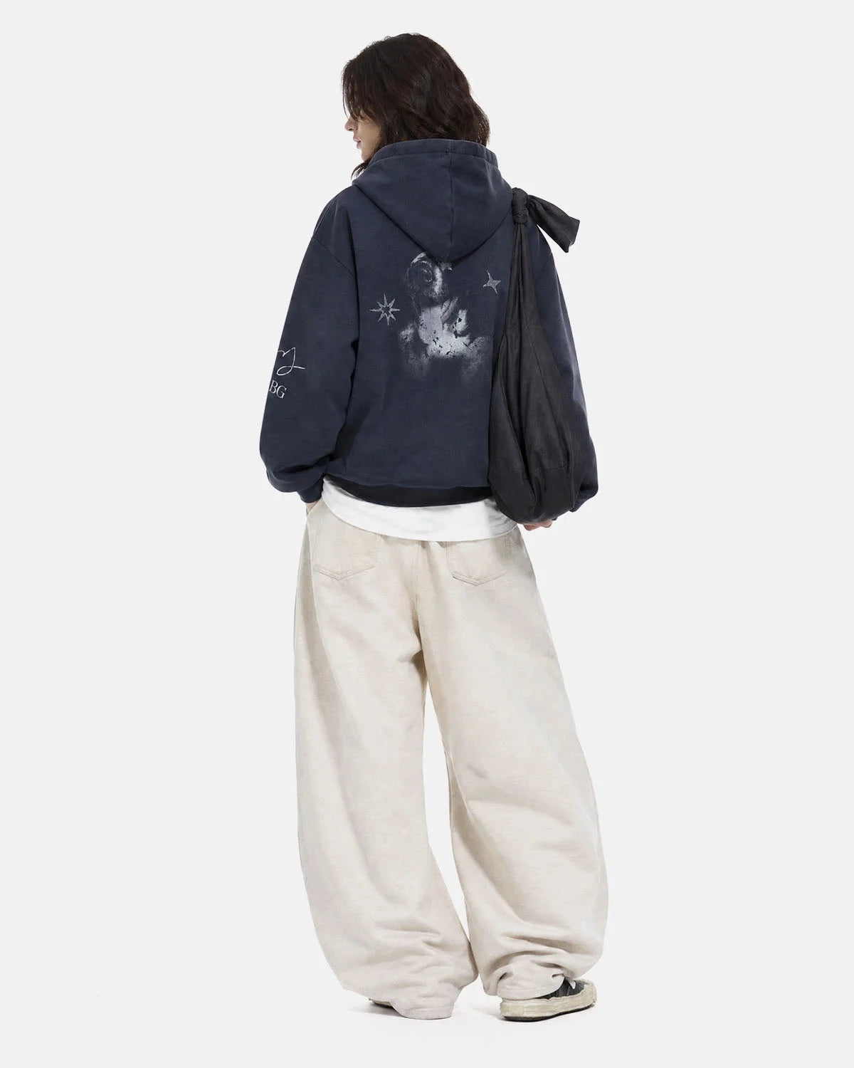 Omygoods Faded Dog Graphic Zip Up Hoodie
