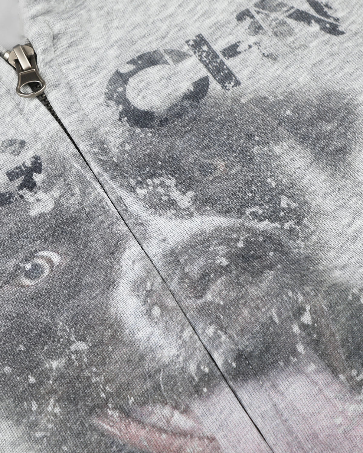 Omygoods Faded Dog Graphic Zip Up Hoodie