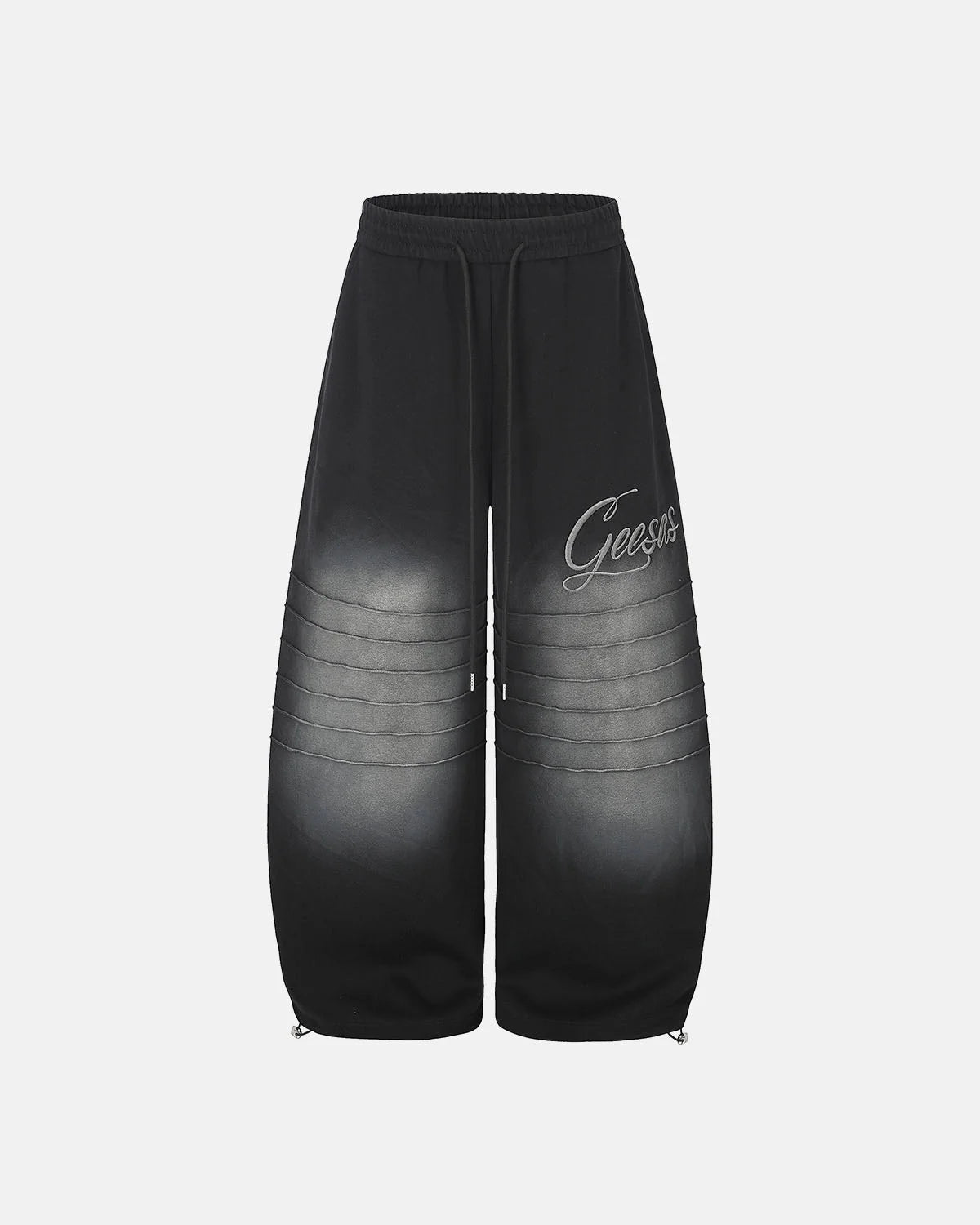 Omygoods Faded Embroidered Script Barrel Sweatpants