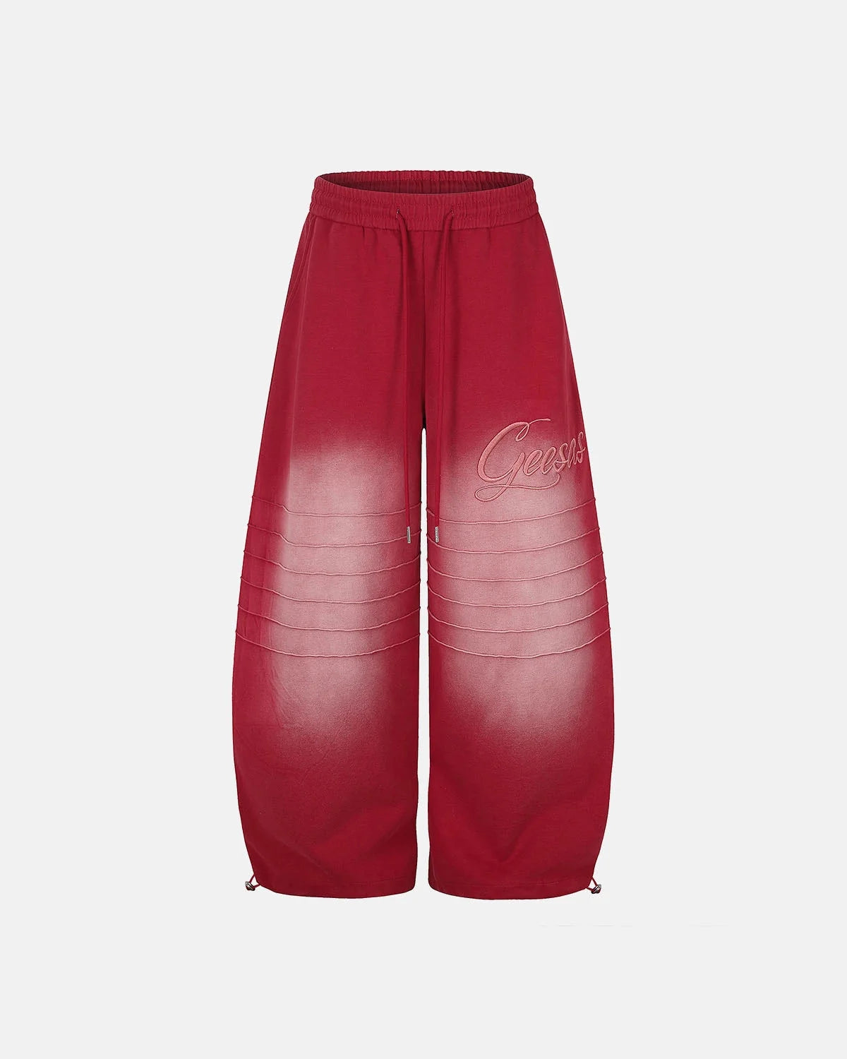 Omygoods Faded Embroidered Script Barrel Sweatpants