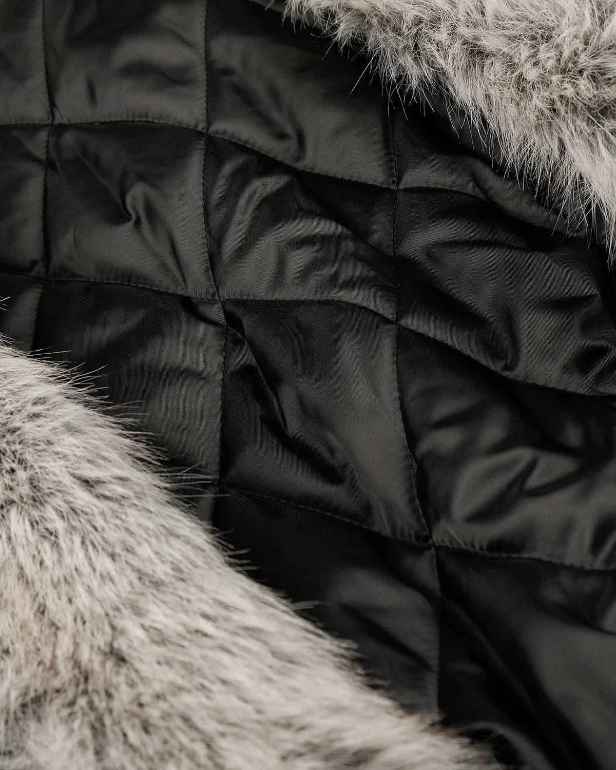 Omygoods Faux Fur Asymmetric Zip Padded Jacket
