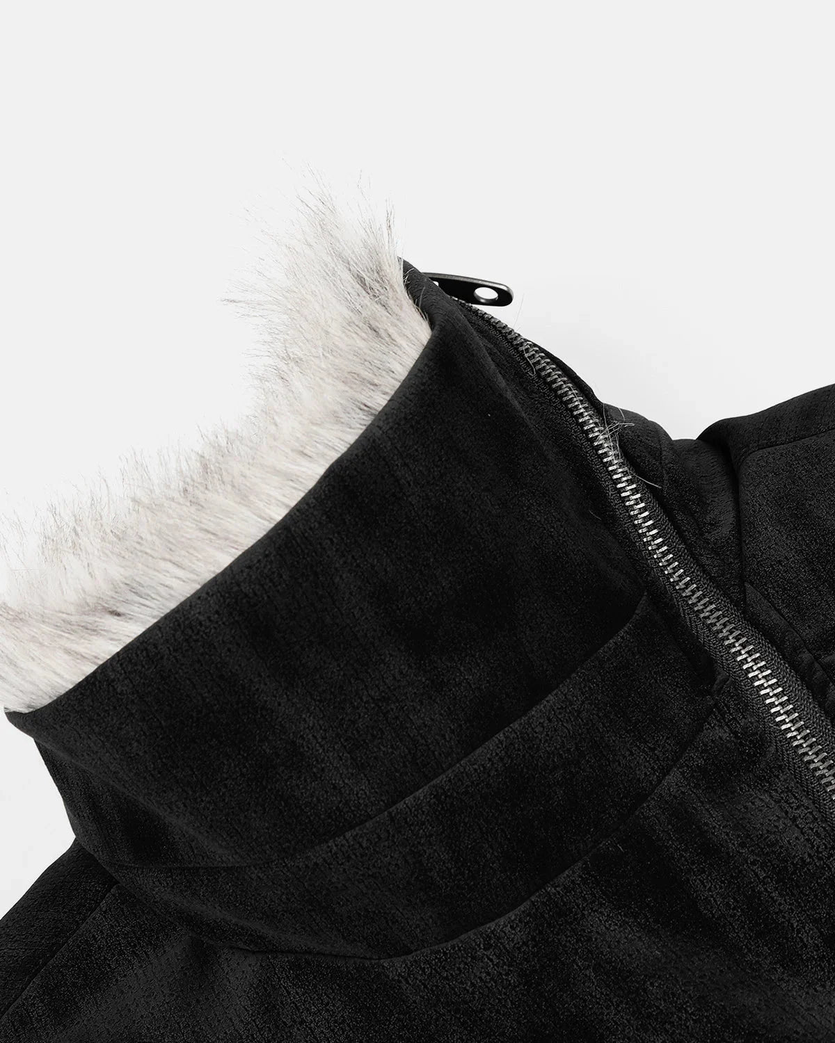 Omygoods Faux Fur Asymmetric Zip Padded Jacket