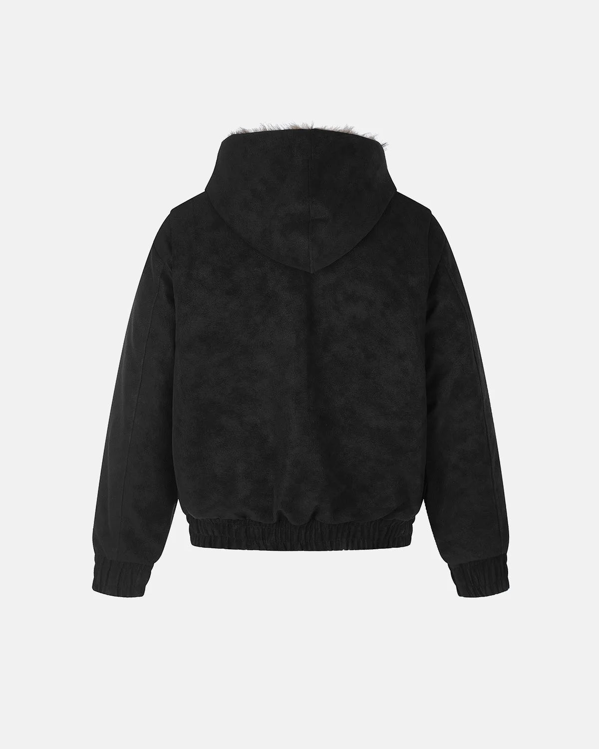 Omygoods Faux Fur Hooded Bomber Jacket