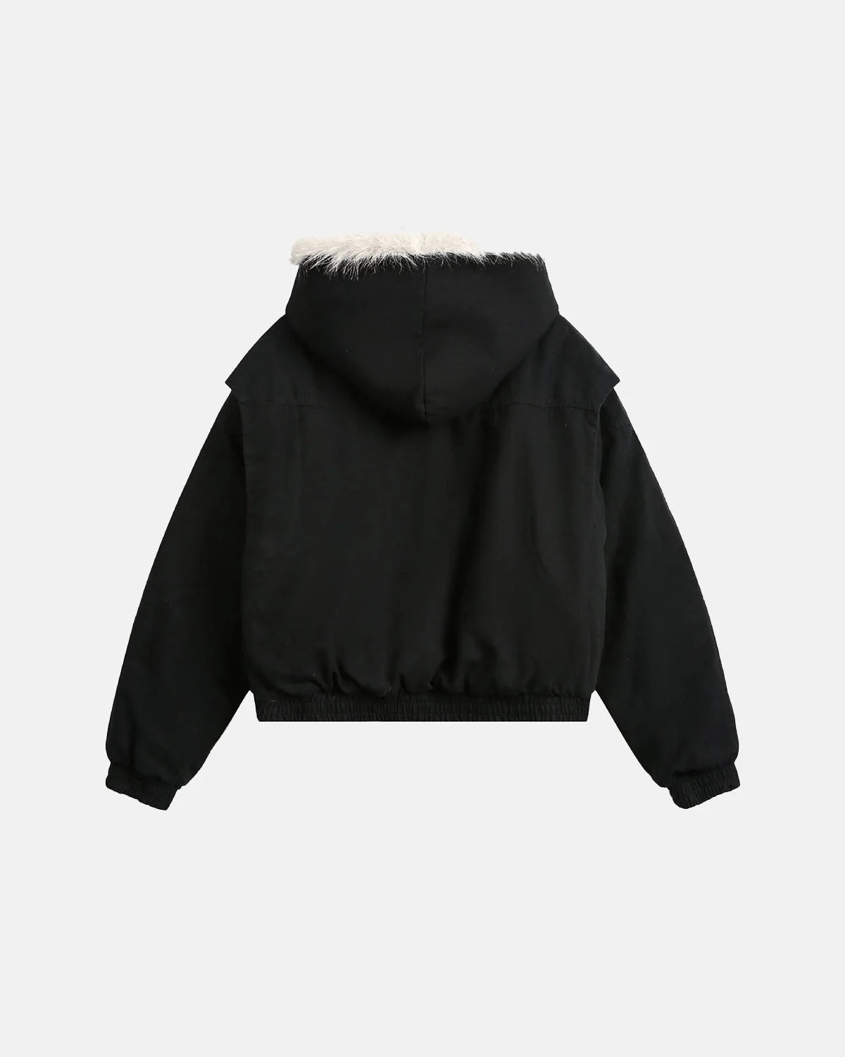 Omygoods Faux Fur Lined Bomber Hooded Jacket