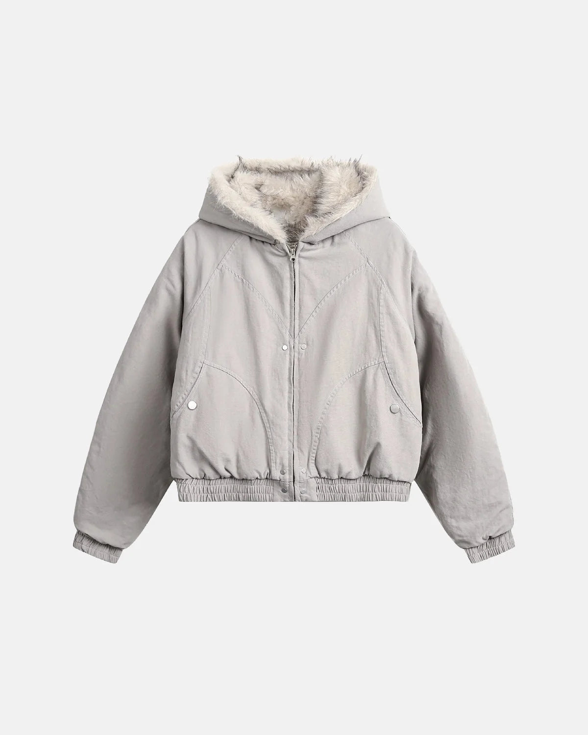 Omygoods Faux Fur Lined Bomber Hooded Jacket