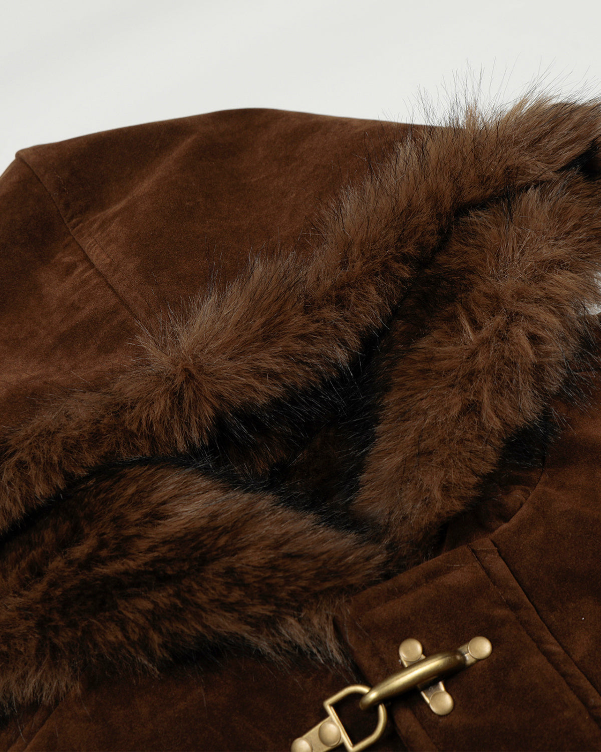 Omygoods Faux Fur Lined Clasp Bomber Jacket