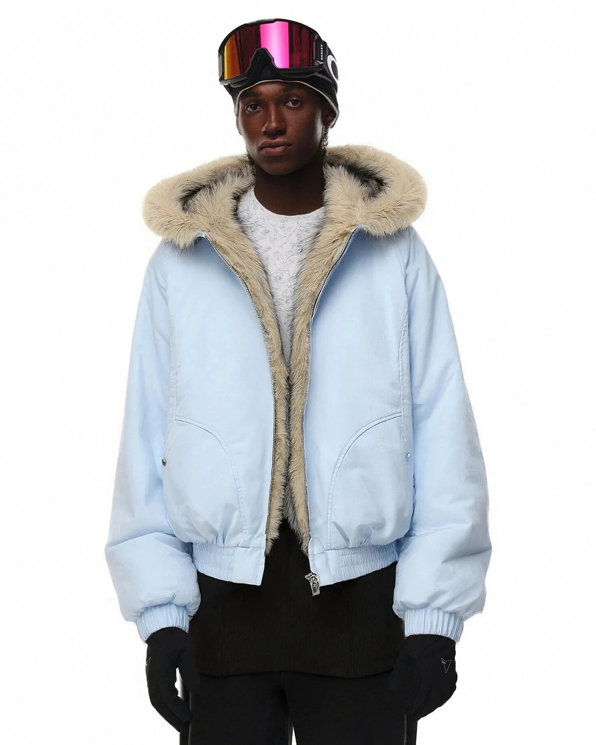 Omygoods Faux Fur Lined Padded Bomber Jacket