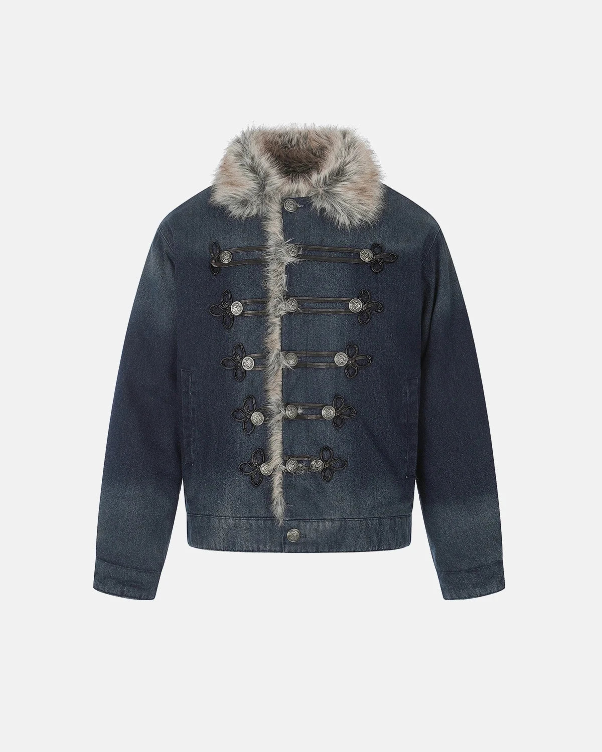 Omygoods Faux Fur Padded Denim Jacket