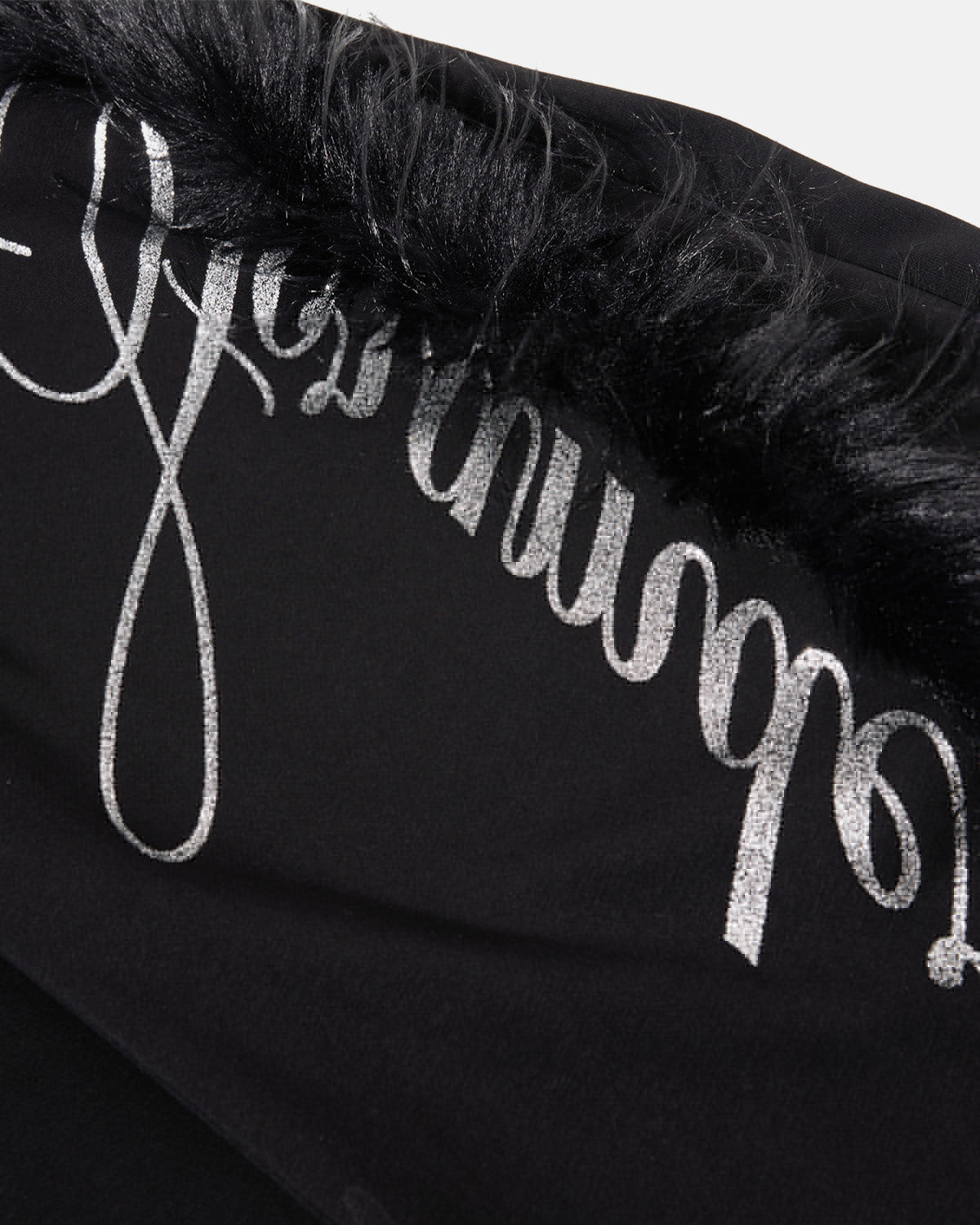 Omygoods Faux Fur Trim Script Barrel Sweatpants