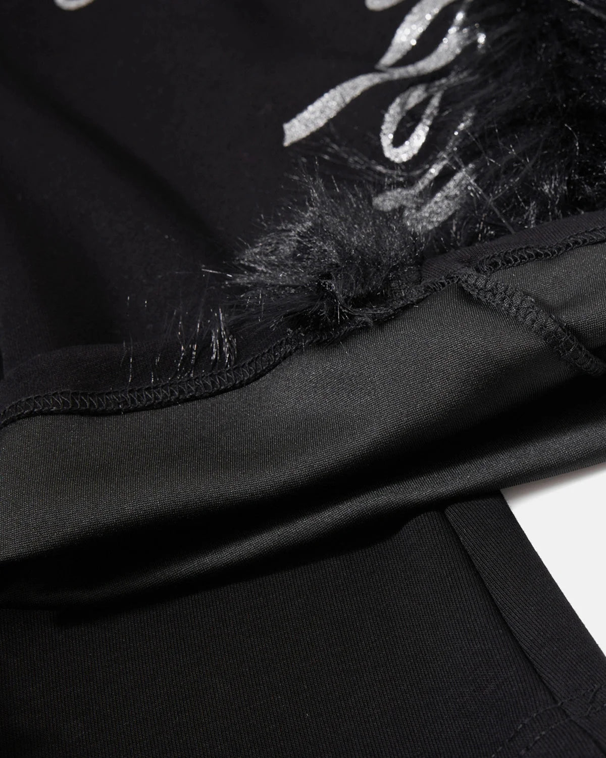 Omygoods Faux Fur Trim Script Barrel Sweatpants