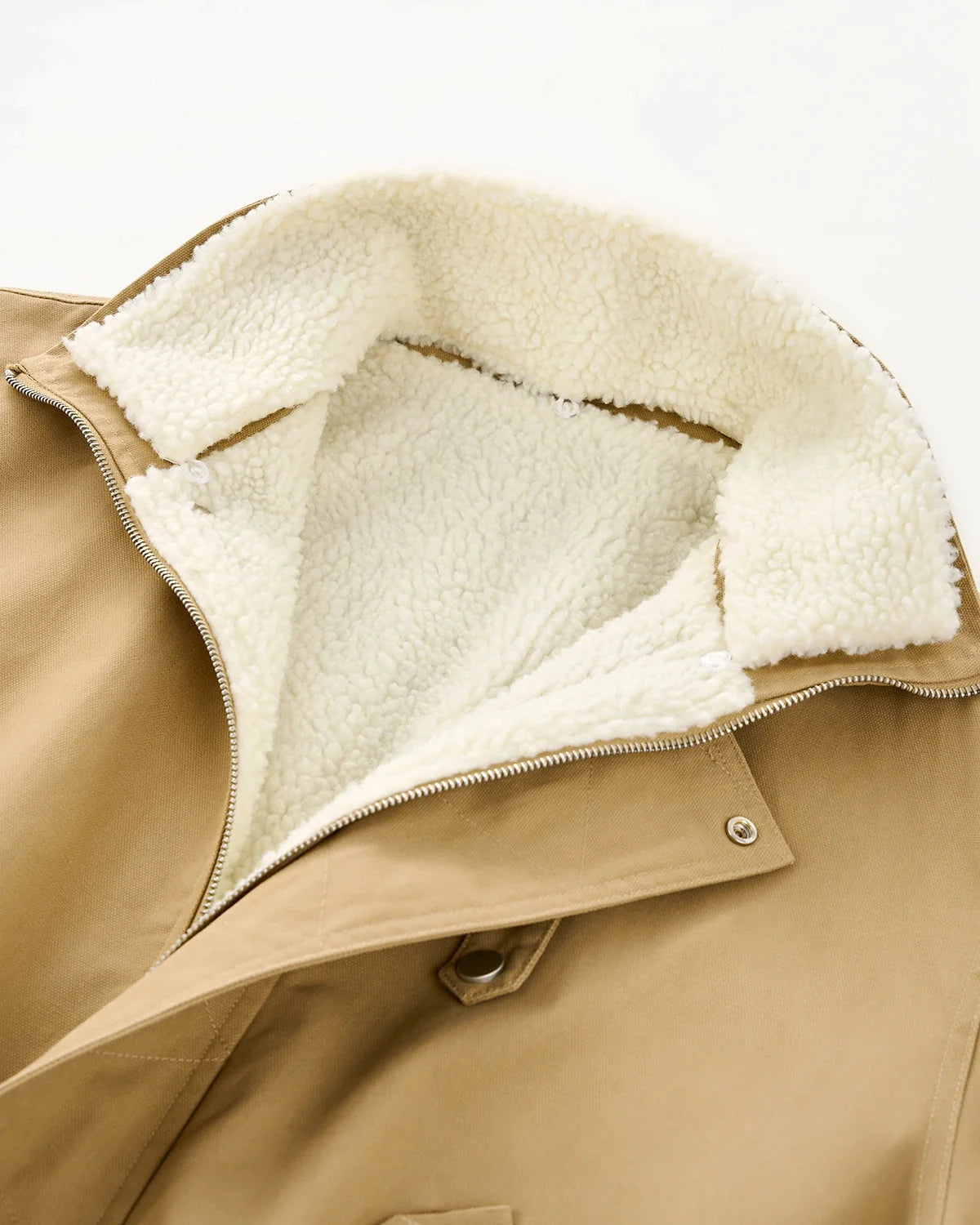 Omygoods Faux Shearling Lining Lambswool Jacket