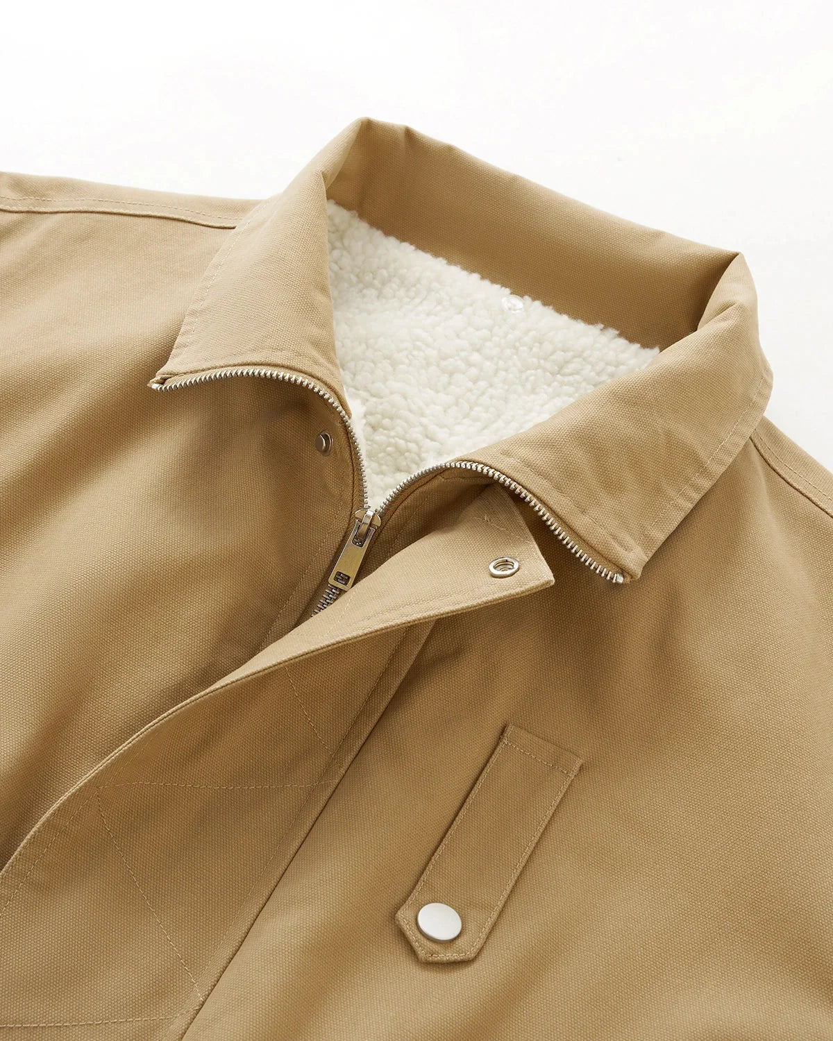Omygoods Faux Shearling Lining Lambswool Jacket