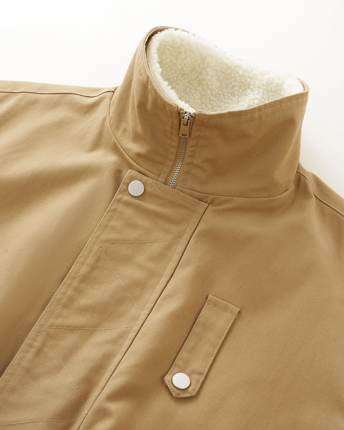 Omygoods Faux Shearling Lining Lambswool Jacket